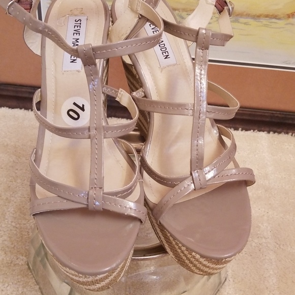 Steve Madden wedge sandals sz 10 beige/Tan - Picture 4 of 7